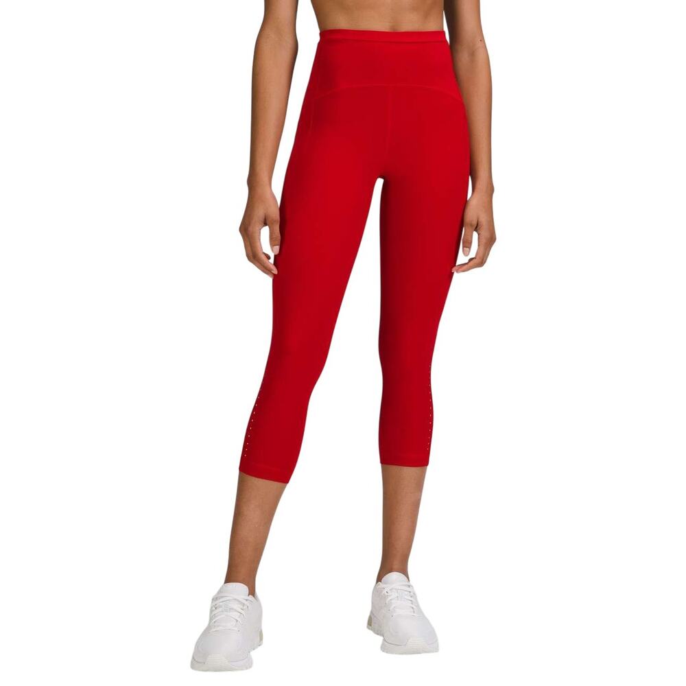 Lululemon Swift Speed High Rise Crop 21" Leggings 2 Dark Red Run Pockets Pilates